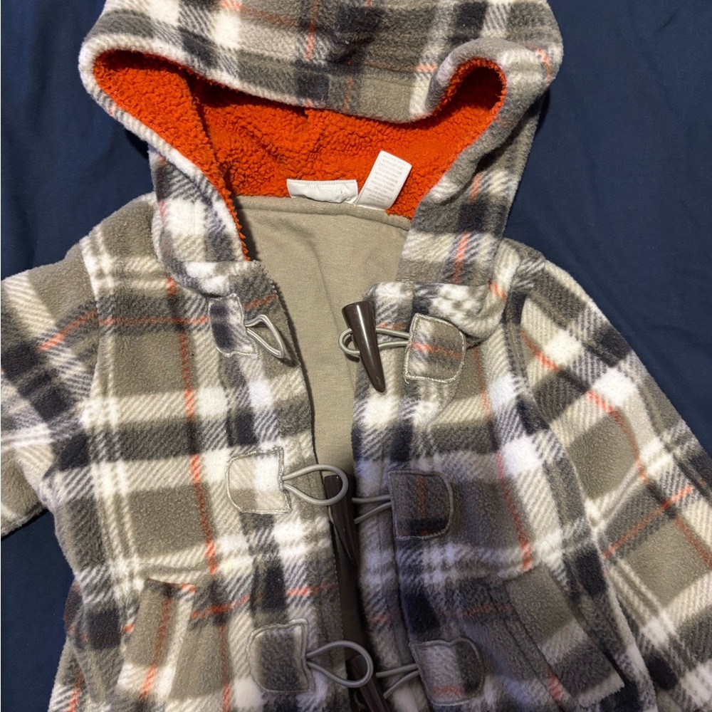Plaid Toggle Coat with Hood
